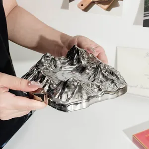 Modern silver electroplated Mt. Fuji ashtray with mountain peaks and valley design