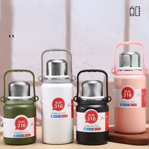 Portable high-capacity 316 stainless steel insulated water bottles in four vibrant colors