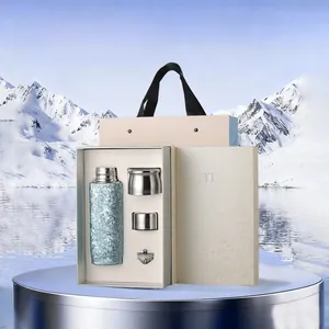 Luxury pure titanium water bottle gift set including magnetic lid and tea infuser