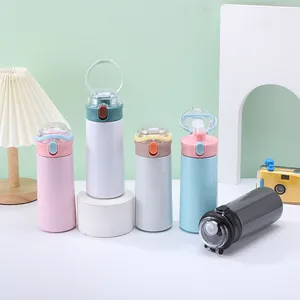 Group display of colorful multi-functional straw water bottles in various sizes and pastels.