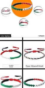Hand-woven flag colors bracelets set featuring snake and four-strand braid knots