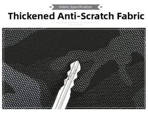 Close-up of durable scratch-resistant black fabric on a modern men's chest bag
