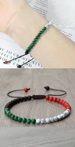 Handmade Palestine flag color beaded bracelet with green white red and black beads