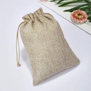 Umweltfreundlicher Geschenkbeutel aus natürlichem Sackleinen mit Kordelzug für Schmuck