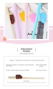 Creative chocolate ice cream pendant gel pen with 0.5mm tip and 16.8cm total length