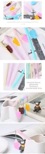 Detail views of popsicle pendant gel pens with comfortable grip and cute design.