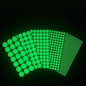 Self adhesive glow in the dark green dot wall stickers set for creative bedroom DIY decoration