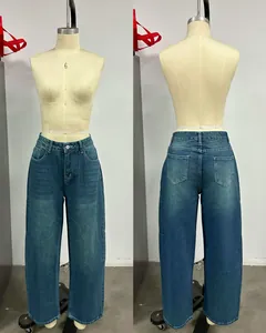 Detail showing front and back of retro washed high-waisted wide-leg jeans