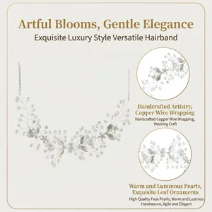 Elegant handcrafted bridal hairband with imitation pearls and crystals for wedding hairstyles