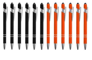 Set professionale di 12 penne a sfera in metallo con pennino in nero e arancione