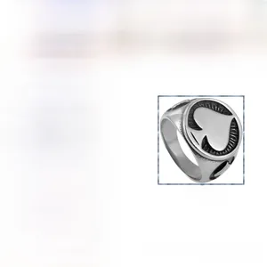 Product dimension detail of a spade pattern titanium steel ring with weight and size