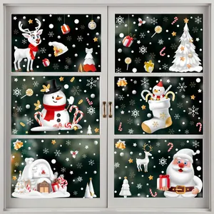 Festive 3D Christmas static window stickers with Santa Claus, Reindeer and Snowman patterns.
