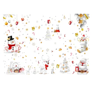 Christmas static window stickers featuring Santa, snowman, reindeer and snowflakes set