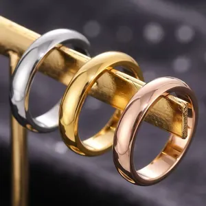 Minimalistischer Edelstahlring Für Damen Hochglanzpoliert Gold Silber Roségold Schwarz Stapelbarer Modeschmuck Fingerring