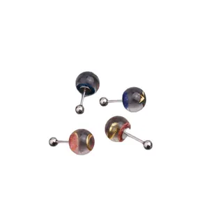 Minimalist stainless steel stud earrings with colorful crystal spheres