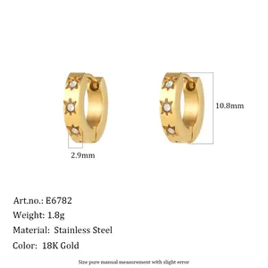 Detailed specification of 18K gold plated stainless steel star hoop earrings with zircon
