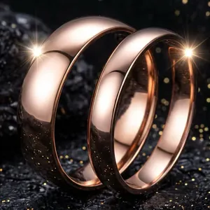 Minimalist Titanium Steel Stainless Steel Ring For Women High Polished Vacuum Plated Gold Rose Gold Silver Band Ring Niche Fashion Jewelry