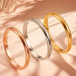 Minimalist Stainless Steel Plain Band Ring For Women Men High Polished Titanium Steel Simple Finger Ring Daily Fashion Jewelry