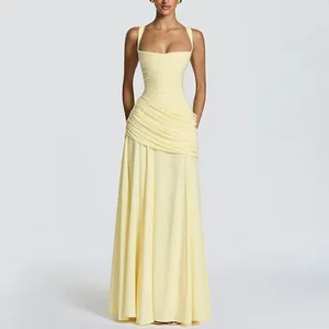 Women V-Neck Printed Maxi Dress Bohemian Long Sleeve Side Split High Waist Tie Vacation Casual Flowy Long Dress