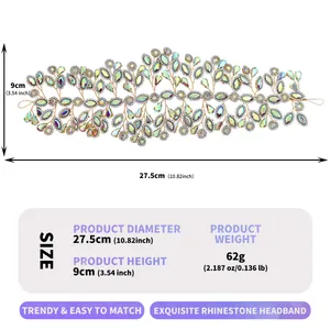 Detailed dimensions and weight info for this exquisite rhinestone bridal hairband accessory