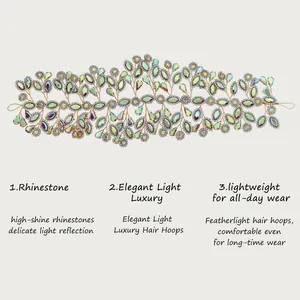 Macro view of luxury rhinestone bridal headband with elegant light luxury feature design