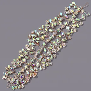 Sparkling bridal headband with iridescent AB crystals and heavy gold wire workmanship