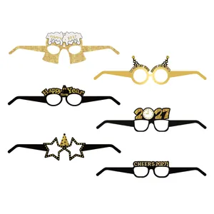 Set of 2027 New Year festive decorative paper glasses for party celebrations and photo props