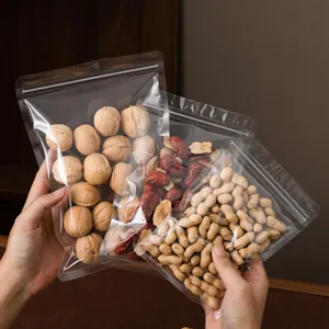 Mattierte transparente Druckverschlussbeutel für Snacks und Lebensmittelverpackungen.