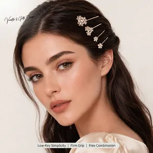 Set de Horquillas de Flores con Diamantes de Imitación Dulces Aleación de Oro Pinzas para el Cabello Florales para Mujer Fiesta Vacaciones