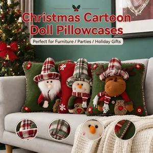 Christmas Burlap Pillow Cover Christmas Snowman Home Decor Pillow Cover Christmas Decoration