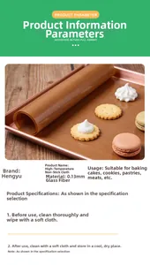 Reusable brown non-stick baking mat made of 0.13mm fiberglass for oven use