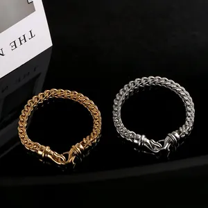 Men's Stainless Steel Geometric Chain Bracelet Gold Silver Plated Quadrangle Link Hip Hop Punk Fashion Hand Jewelry