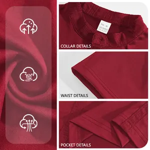 Close-up details of burgundy men's pearl cotton twill short sleeve polo shirt