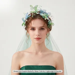 Élégant Bandeau de Fée Papillon Style Mori Fait Main en Gaze Alliage Künstliche Perles Strass pour Mariage Photo Femme Accessoire Cheveux