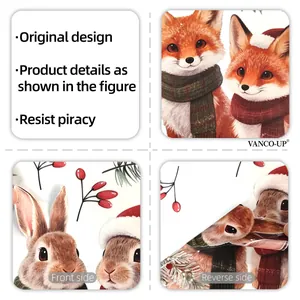 Detailed view of Christmas window stickers showing front and reverse side texture.