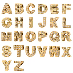 Stainless Steel A-Z Initial Letter Heart Pendants Micro Pave Zirconia DIY Jewelry Making Findings
