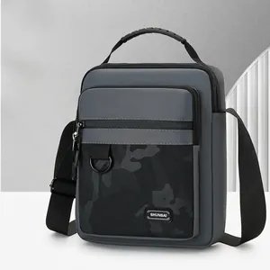 Men Crossbody Bag Waterproof Nylon Camouflage Patchwork Multi-compartment Large Capacity Shoulder Bag Outdoor Messenger