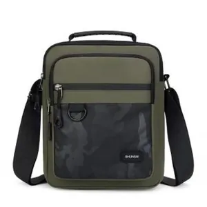 Men's army green tactical crossbody bag with camouflage pocket and durable strap