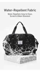 Wasserabweisende schwarze gesteppte Fitnesstasche mit Spritzeffekt für Langlebigkeit.