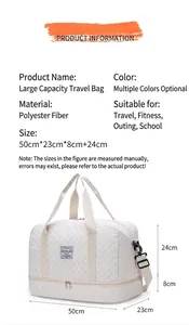 Große gesteppte Reisetasche mit den Maßen 50x23x32cm und separatem Bodenfach