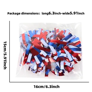Detailed packaging dimensions for red white blue Independence Day party pom pom decor