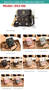 Vista dettagliata dell'elegante borsa a tracolla stampata da donna in vari colori