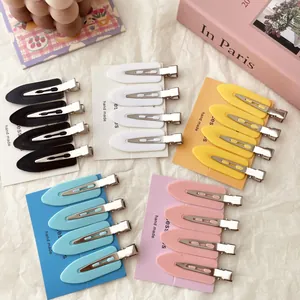 Women Modern Minimalist Crease-less Hair Clip Duckbill Hairpins For Bangs Matte Plastic Metal No Bend Salon Hair Styling Accessories