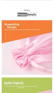 Close-up detail of pink satin drawstring bag showing smooth texture and closure