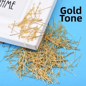 Bulk gold-plated metal eye pins for DIY handmade jewelry and earring accessories