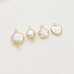 Dijes de perlas barrocas naturales en forma de corazón y flor para joyería artesanal DIY