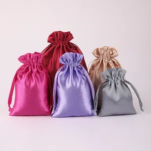 Satin Drawstring Pouches Jewelry Gift Bags Silk Ribbon Storage Pouch Wedding Party Favor Bags Packaging Multipurpose Small Large Sizes