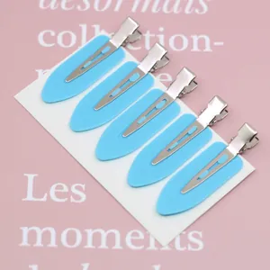 Set of 5 light blue leaf-shaped seamless duckbill hair clips for women's hair styling