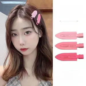 Thickened pink seamless duckbill hair clips for styling bangs and side hair accessories