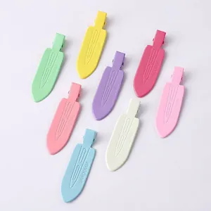 Colorful set of 8 seamless duckbill hair clips with a unique leaf blade design for women